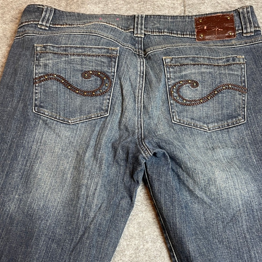 Y2K Candies Womens Dark Wash Bootcut Jeans Studded Back Pockets Blue Size 13